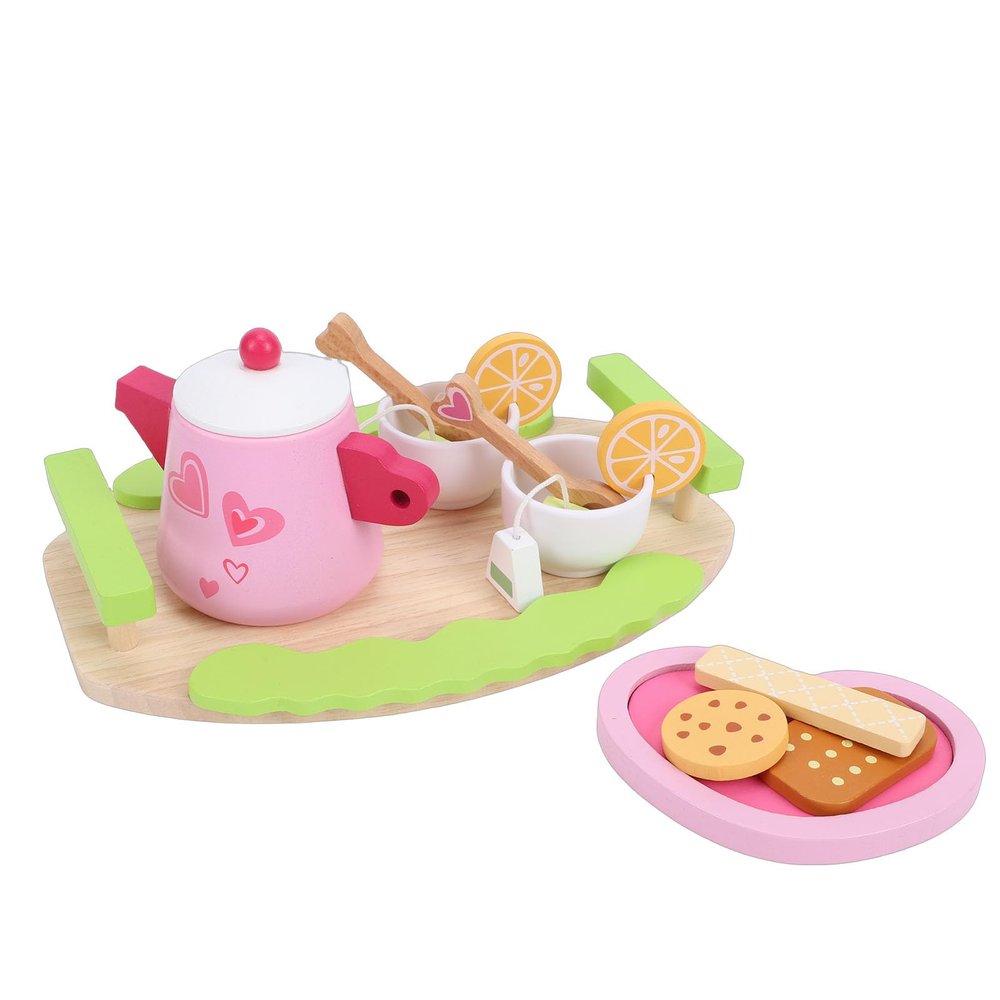 Omquot Interactive Wooden Tea Party Set for Educational Toy for Role Play Afternoon Tea