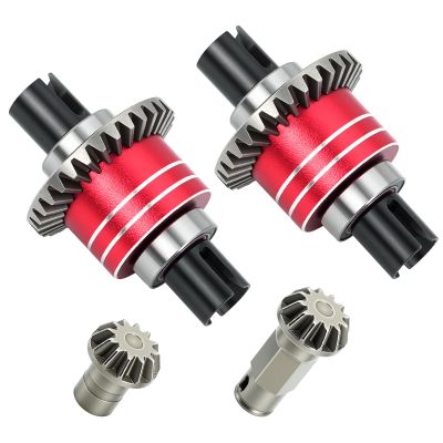 2PCS Pre-Assembled Metal Oil-Filled Differential Set with Front & Rear Main Gears for Arrma 1/16 Mini Kraton 3S, Heavy Duty CNC Differential Upgrade Replacement for ARA-3294 (Red)