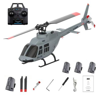 1/42 Scale A60 Bell206 90-Class 4CH RC Helicopter with One-Key Take-Off/Landing, Barometric Altitude Hold & Optical Flow Positioning for Beginners - RTF