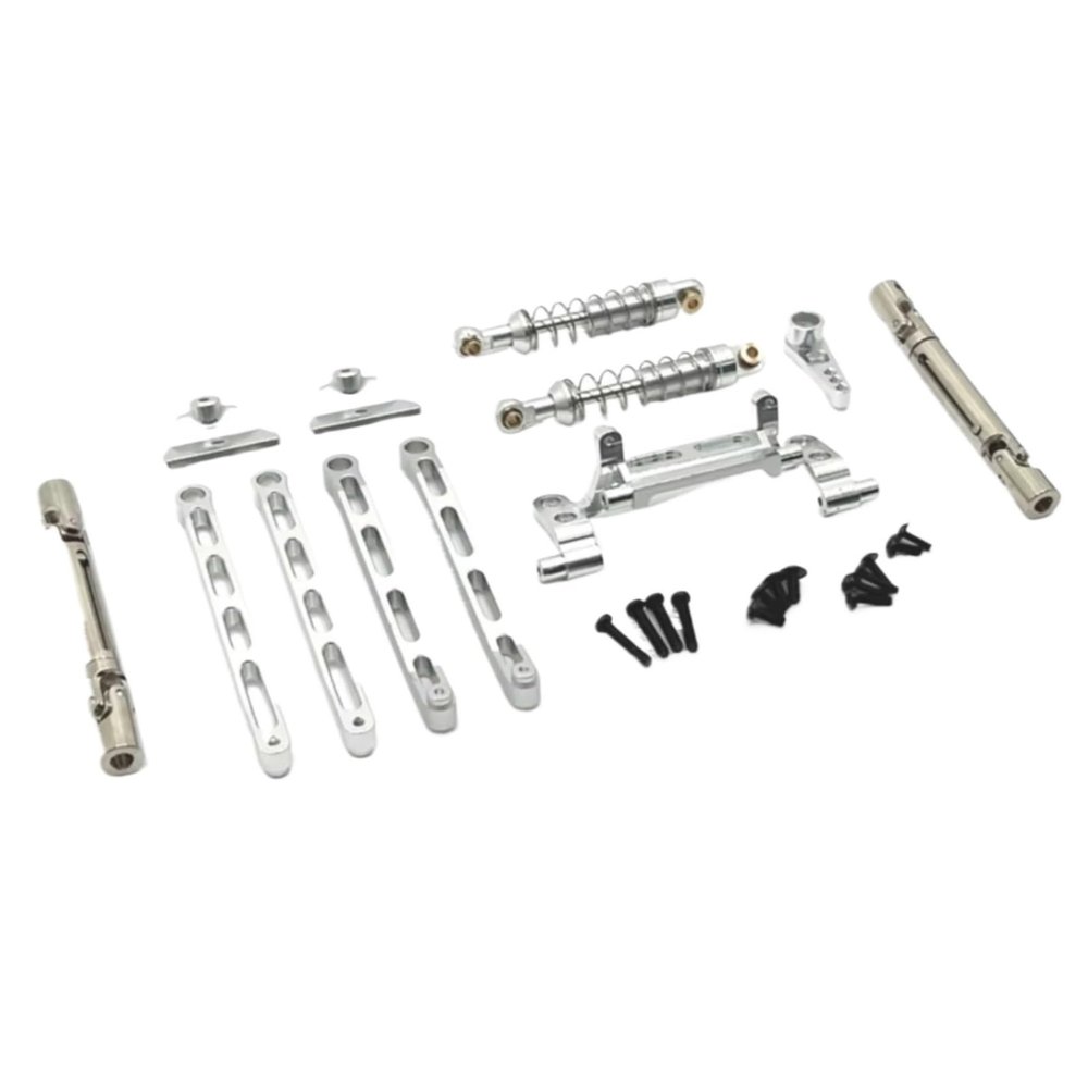 Rc Cars Upgrade Parts for MN for MN82 LC79 MN78 1/12 Metal for Chassis Link Rod Pull Rod Mount Shock Absorber Drive Shaft Set RC Car Upgrade Parts(Silver)