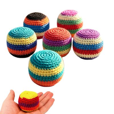 Crochet Footbag Set, Handmade Knitted Kick Balls for Adults & Beginners, Colorful Geometric Pattern for Outdoor Games, Coordination Training & Stress Relief (6PCS)