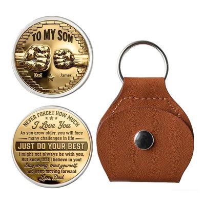 DoyoBest Personalized Pocket Hug Coin for Son, Encouraging Dad Message Keepsake, Unique Gift He Can Carry Every Day (01)