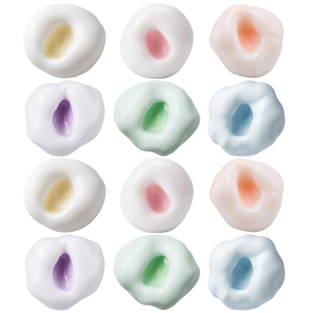12Pcs 1.57 Inch Crunchy Stress Ball Shapeable Squish Toys 6 Colours Plastic Squeeze Fidget Toys for Girls Boys Kids Adults