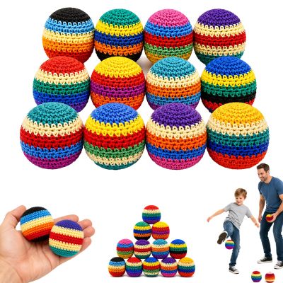 6-24 PCS Hand-Made Knitted Footbag Sacks, 2026 Upgraded Assorted Crochet Foot Sacks, Perfect for Adults Kids, Boost Coordination & Balance, Great for Family School Backyard Outdoor Play (12 PCS)