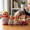 Gemuseeee 5-Layer Wooden Russian Nesting Dolls Matryoshka Dolls for Kids Traditional Folk Art Home Decor Present view 2