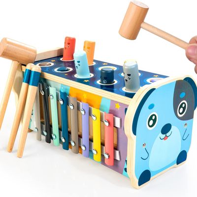 KIDWILL LAND Wooden Hammering Pounding Toy Montessori Toys for 1 Year Old