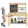 Educational Wooden Outdoor Mud Kitchen for Kids Pretend Play Sand & Water Table Includes Basin, Faucet, Chalkboard, Storage Shelves view 3