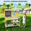 Educational Wooden Outdoor Mud Kitchen for Kids Pretend Play Sand & Water Table Includes Basin, Faucet, Chalkboard, Storage Shelves view 4