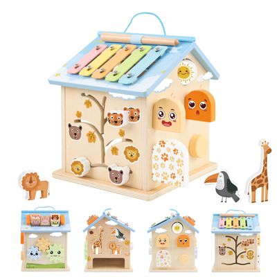 Wooden Activity Cube 8-in-1 Montessori Toys for 6 Months Old 1 2 3 Toddlers