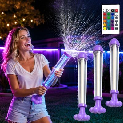 13.8" Glowing Rainbow LED Water Blaster | Summer Fun that Pops Like Magic, LED Water Blaster with Rainbow Lights - Glow in The Dark Water Gun for Adults, for Outdoor Summer Party (3PCS)