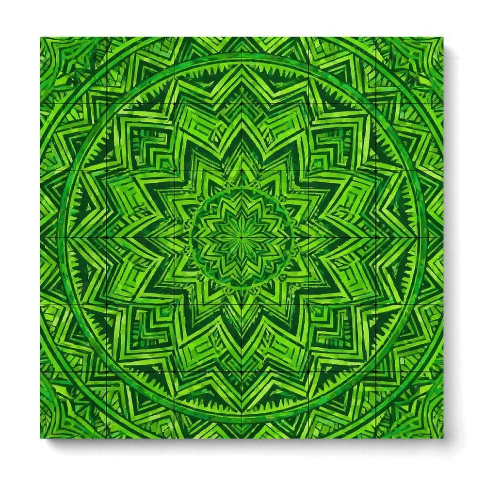 Building Block Puzzle Ornament, Hippie Mandala Cool Printed Plastic Desktop Decor 7.57.5 Inch, Lightweight Tabletop Ornament for Home Office Living Room Bedroom
