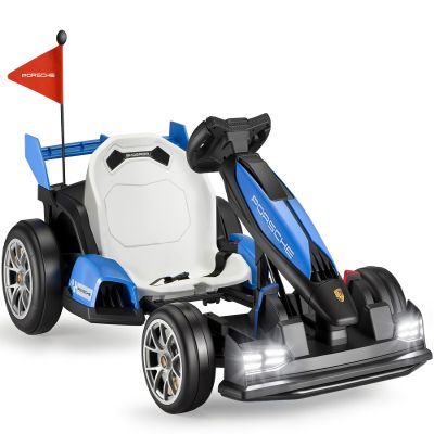 Okay Run 24V Electric Go Kart for Kids, Licensed Porsche Drift Kart, Blue