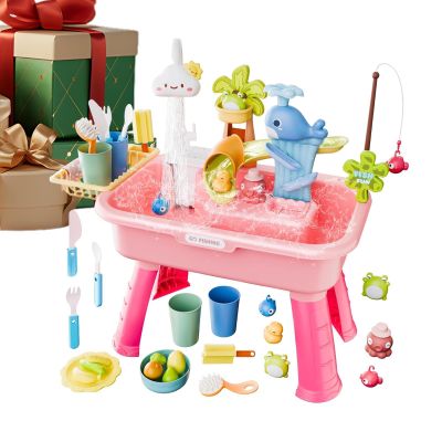 Water Table for Kids, Upgraded Play Sink with Running Water, Sand Waters Table Toy, Outside Sensory Toys, Children Play Accessories for Kids Ages 4 to 8 Children 3+ Outdoor Beach, Backyard