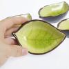 lstyty Montessori Leaf-Shaped Ceramic Dishes, Ice Crack Glaze Leaf Bowls, Small Serving Dishes Practical Life Activities (4PCS) view 2