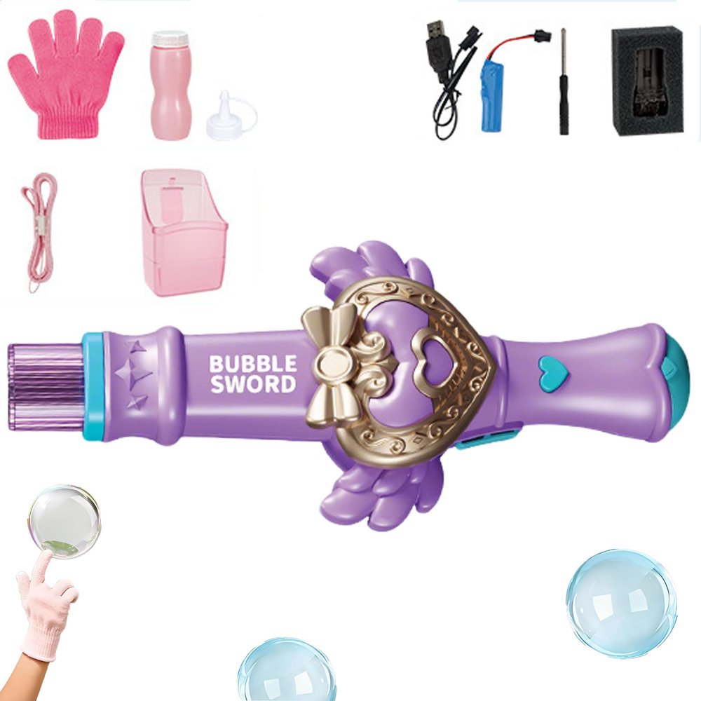 Magic Fog Bubble Wand, Magic Bubble Wand, Magics Elastic Bubbles Fog Wands with Gloves, Smoke Bubbles Machine for Outdoor Party & Interactive Play (Purple)