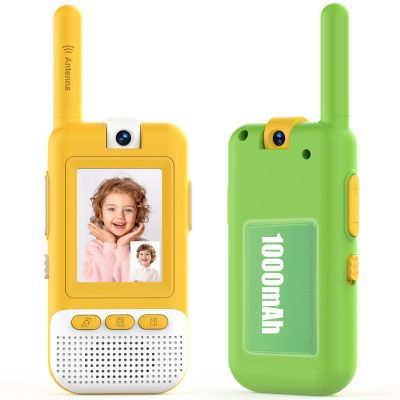 Video Walkie Talkies for Kids 2 Pack, Rechargeable 1000mAh, Rotatable HD Camera, Long Range Outdoor Toys for Camping, Hiking, Travel, Christmas Birthday Gifts for Girls Boys 3-12 Year Olds