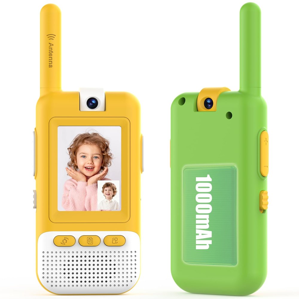 Video Walkie Talkies for Kids 2 Pack, Rechargeable 1000mAh, Rotatable HD Camera, Long Range Outdoor Toys for Camping, Hiking, Travel, Christmas Birthday Gifts for Girls Boys 3-12 Year Olds