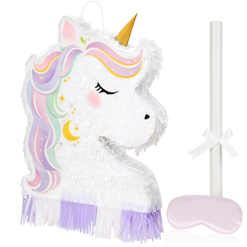 Cozystar Unicorn Piata for Girls Birthday Party - 16.5" Pinata Set with Stick & Blindfold - Fairy Theme Party Supplies Indoor & Outdoor Game Decoracion