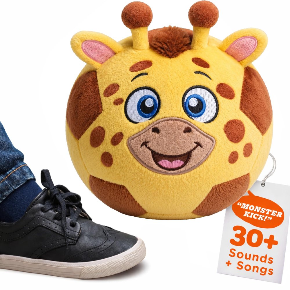 Move2Play, Hilariously Interactive Toy with Music & Sound Effects for Boy & Girl | Ball for Toddler & Baby | 12, 18+ Months | 1, 2, 3+ Year Old (Animal Ball - Giraffe)