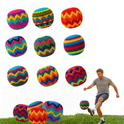 Handmade Crochet Footbag Set, Multicolor Woven Juggling Balls, Soft Sand-Filled Kick Balls, Durable Cotton Toy Balls for Outdoor Play, Beginner Juggling Training, Fun Activity Toy for Adults (Type F)