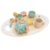 Asixxsix Tea Party Set, Toddler Friendly Size Anti Swallowing Safety Premium Pine Wood Wooden Tea Set for Kids, Toy with Rich Accessories Trays Teapots Cups for Children Over view 1