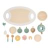Asixxsix Tea Party Set, Toddler Friendly Size Anti Swallowing Safety Premium Pine Wood Wooden Tea Set for Kids, Toy with Rich Accessories Trays Teapots Cups for Children Over view 2