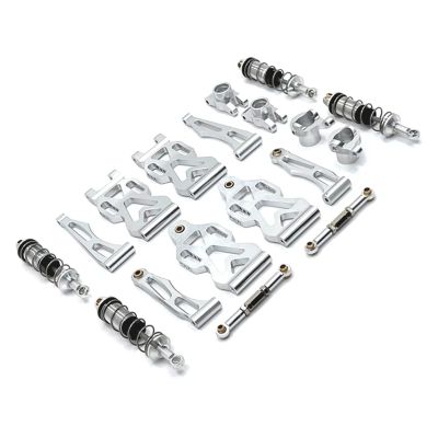 Rc Car Steering Cup for SCY 16101 16102 16103 16104 16106 16201 1/16 Metal Upgrade Suspension Arms Steering Cup Linkage Rear Hub Shock Absorber RC Car Parts(Silver)