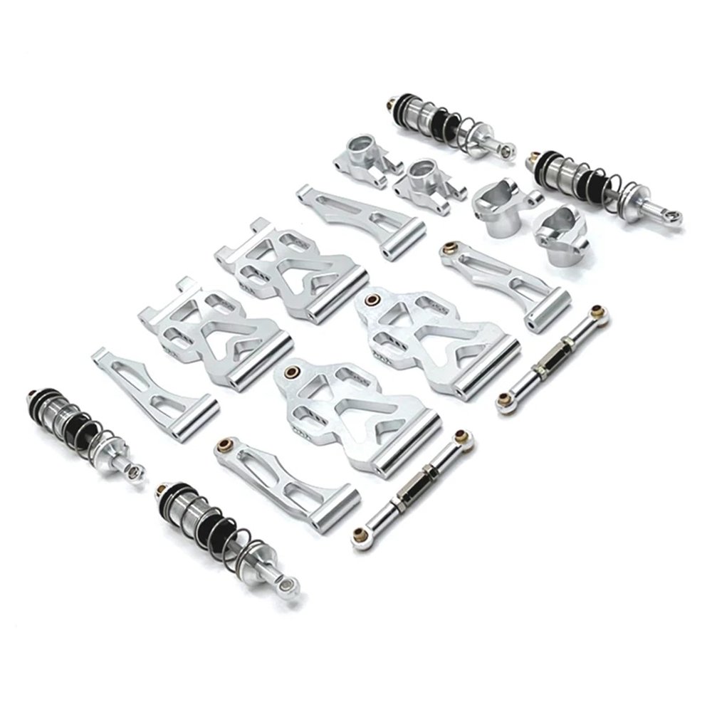 Rc Car Steering Cup for SCY 16101 16102 16103 16104 16106 16201 1/16 Metal Upgrade Suspension Arms Steering Cup Linkage Rear Hub Shock Absorber RC Car Parts(Silver)