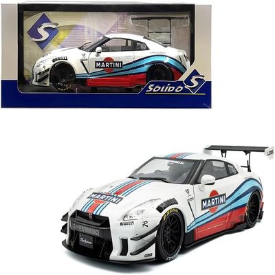 Diecast Model Car Compatible with Nissan Skyline GT-R R35 LBWK Liberty Walk White Martini 1:18 Scale 2024 Solido S1805819