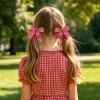 JOYFUNFABU 2PCS 3" Red Gingham Hair Bows for Girls, Classic Plaid Clips view 3