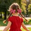 JOYFUNFABU 2PCS 3" Red Gingham Hair Bows for Girls, Classic Plaid Clips view 4