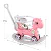 Gecheer Rocking Horse Toy for Toddlers 1-3 Years Old Unicorn Ride-On with Push Handle, Adjustable Backrest, Balance Board & Sound Button Pink view 3