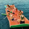 10' x 5' Lily Pad Floating Mat for Lake, 3-Layer Tear-Resistant XPE Foam Floating Water Mat, Floating Pool Mat for Ocean,Beach,River, Orange & Green view 4