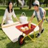 Toy Wagon Cart for Boys and Girls, 33LB Capacity, Lightweight Metal Handcart for Sand, Garden, Yard Play and Storage Durable Red Tray with Yellow Frame view 1