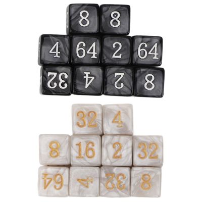 Omquot 20 Piece Numbered Dice Set Made of Pearl White and Black Plastic, Durable, Lightweight Multiplier Design for Onboard Math Teaching