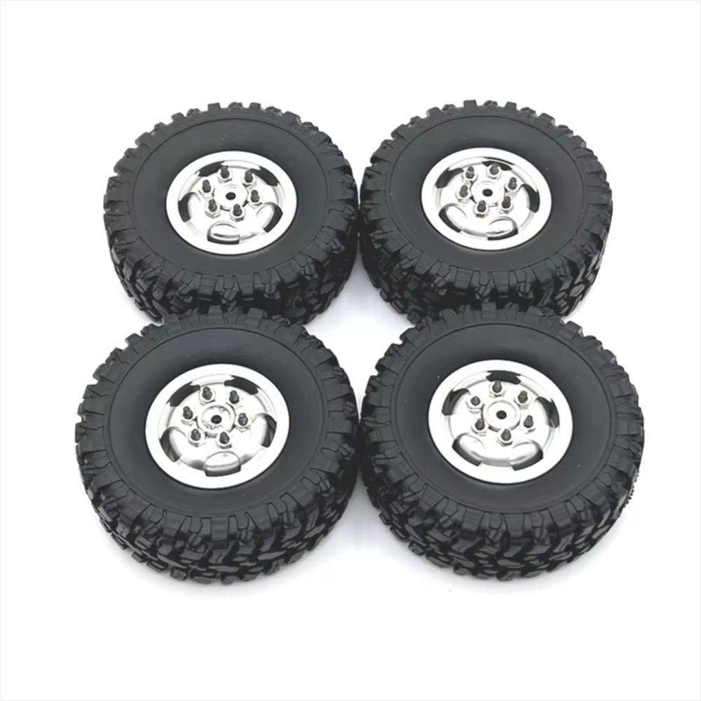 RC Car Accessories for MN 99s for MN168 for MN82 LC79 for MN78 for WPL 4Pcs RC Car Parts Metal Upgrade Wheel Hub Tire Remote Control Accessories(Silver)