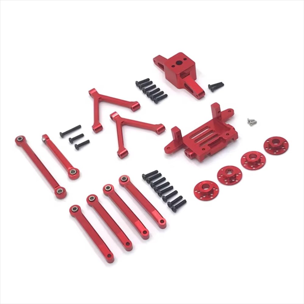 RC Cars Models Compatible with SG-2801 1/28 4WD RC Car Modification Replacement Parts Metal Adapter Tie Rod Motor Base Servo Base Set(Red)