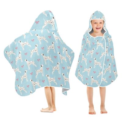 Sletend Cute Dalmatian Dog Hooded Beach Towel for Kids,Soft Absorbent Hooded Towels for Boys Girls, Wearable Bath Towel for Toddlers, Perfect for Pool Swim Travel 23" x 50"