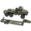 1/16 Scale RC Military Transport Truck with Trailer, RC Flatbed Trailer, 6-Wheel Drive Off-Road RC Truck with LED Headlights for Adults view 1