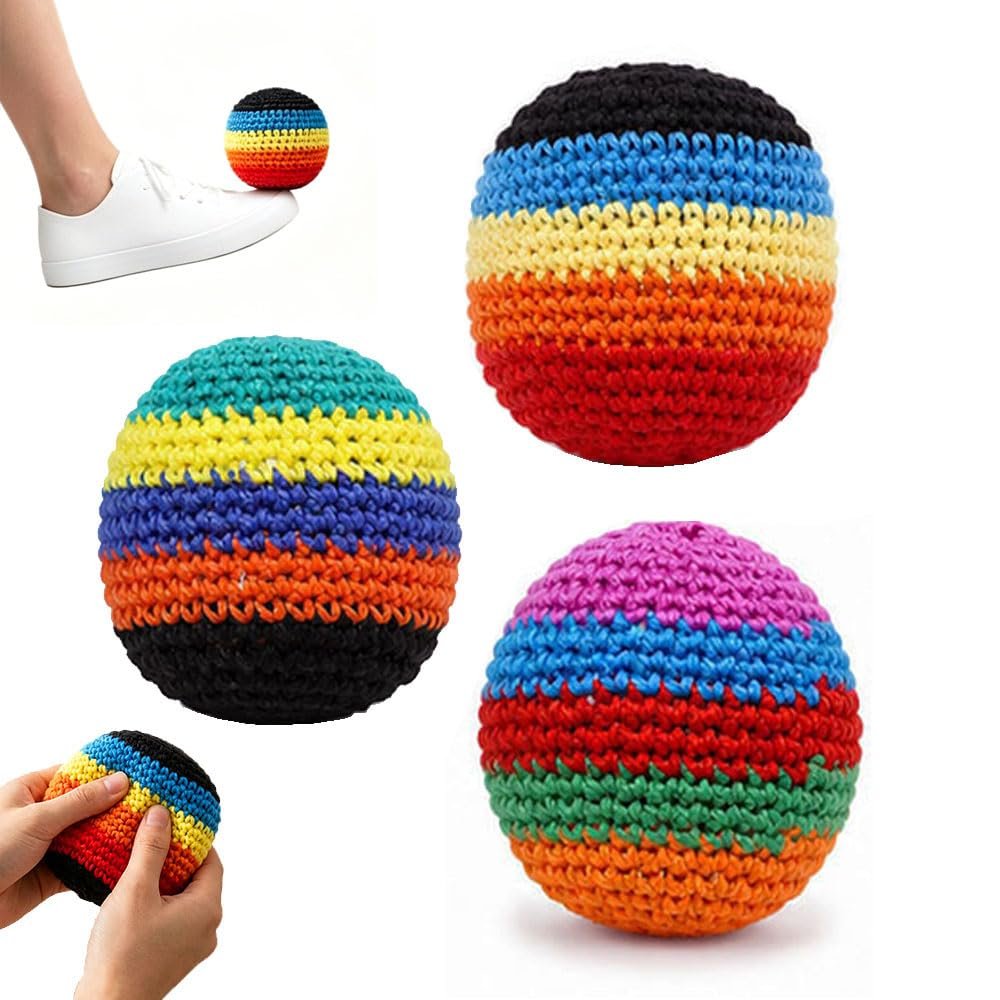 soputry Hand-Made Knitted Footbags, 2026 New Crochet Assorted Foot Bag for Adults Juggling Balls for Beginners, Party Games & Coordination Training
