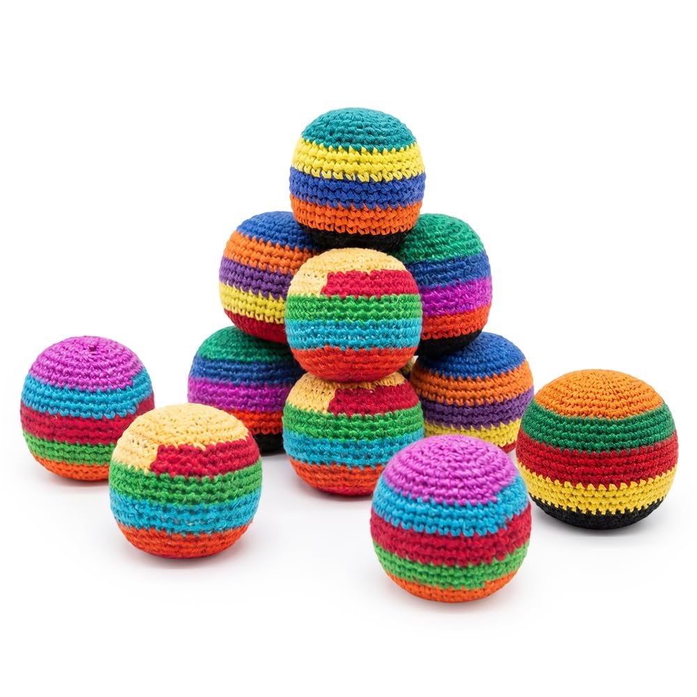 2026 NEW Hand-Made Knitted Bags, Knitted Bag Set Footbags Knitted, Professional Balls Assorted Foot Bag Crochet Ball, Juggling Balls, Handwoven Toss Pack
