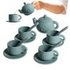 Flexible Toy Teaset, Soft Playware Tea Set, 4.3x2.7 Inches Teapot with Snug Lid, Silicone Pitcher, Pastel Cup with Handle Design, Activity Kit for Birthday Parties view 1