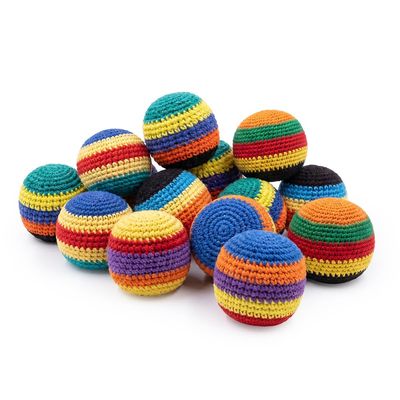 AIIONP Hand-Made Knitted Footbag, 2026 New Crochet Footbag, Multicolored Juggling Ball for Outdoor Play, Hand-Made Knitted Footbags for Beginners (12pcs)