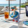 Summer Bikini Desk Goose Outfits, 7 Inch Mini Desktop Goose Clothes with Straw Hat, Sunglasses & Swim Ring, Hawaiian Cute Funny Geese Costume Accessories for Magnetic Geese Party Table Decor (Blue) view 2