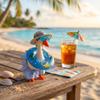 Summer Bikini Desk Goose Outfits, 7 Inch Mini Desktop Goose Clothes with Straw Hat, Sunglasses & Swim Ring, Hawaiian Cute Funny Geese Costume Accessories for Magnetic Geese Party Table Decor (Blue) view 3
