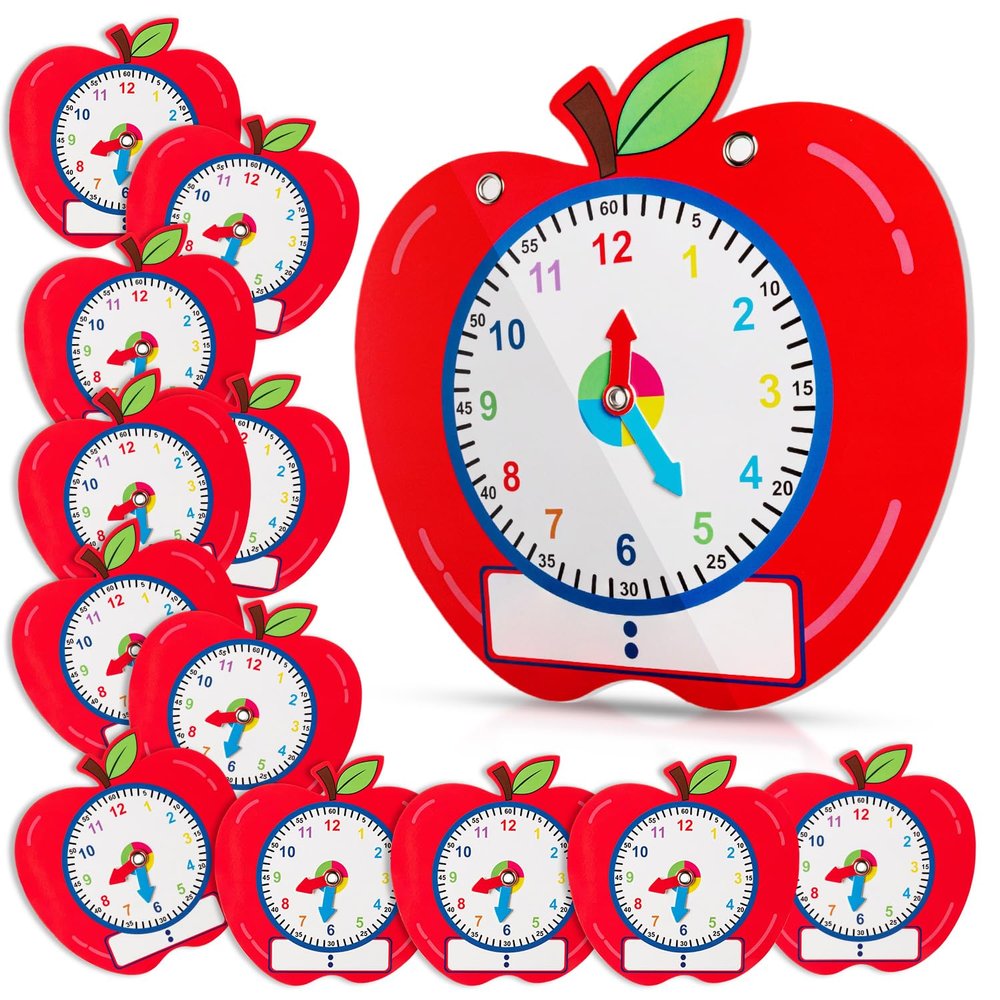 JMZYJZH 13 Pcs Teaching Clock Kit, Apple Learning Clocks Kit