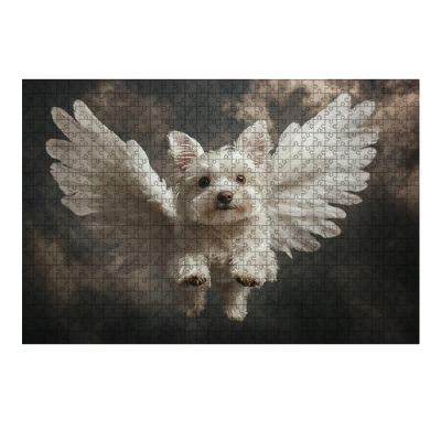 Angel Puppy Jigsaw Puzzle for Adults Challenging Adult 300 Pieces Wooden Puzzle Relaxing Leisure Activity Creative Home Wall Decor Gift Family Game