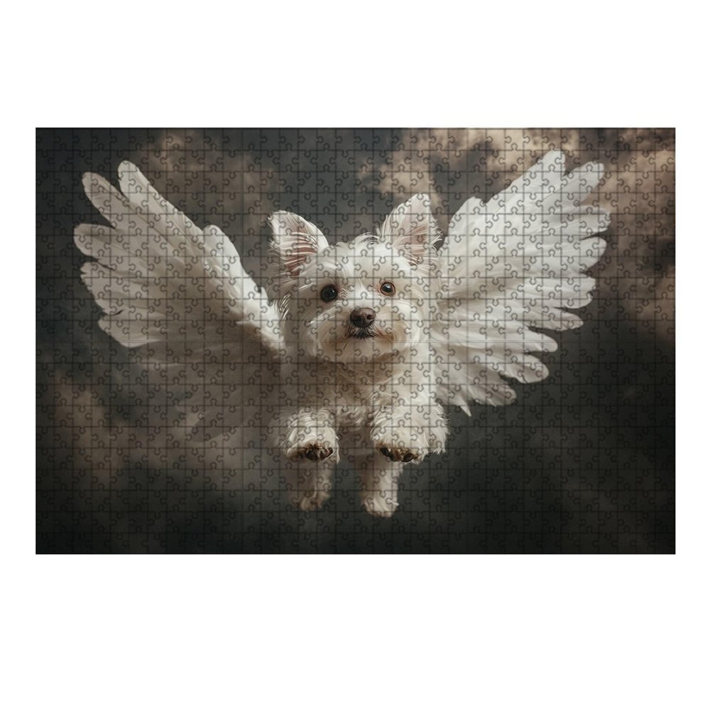 Angel Puppy Jigsaw Puzzle for Adults Challenging Adult 300 Pieces Wooden Puzzle Relaxing Leisure Activity Creative Home Wall Decor Gift Family Game