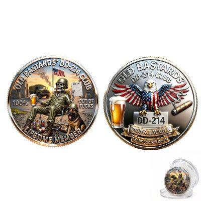 DD-214 Veterans Freedom Club, Old Bastards DD-214 Club Challenge Coin, Unique Veteran Keepsake, Legacy Veteran Lifetime Member Commemorative Coin, Gift for Retired Soldiers (1 PCS)