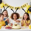 CAKEEYUM Soft Adorable Bee Antenna Headband Bug Antenna Headband for Kids Costume Halloween & Themed Parties - Black view 3
